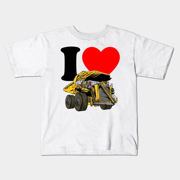 I love Dump Truck Kids T-Shirt by damnoverload